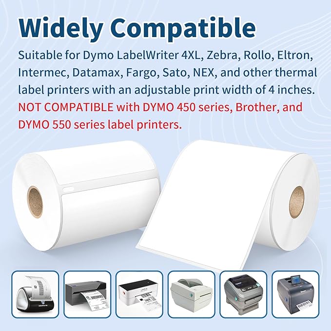 6 Rolls 4" x 6" Direct Thermal Shipping Labels, Compatible - Image 4