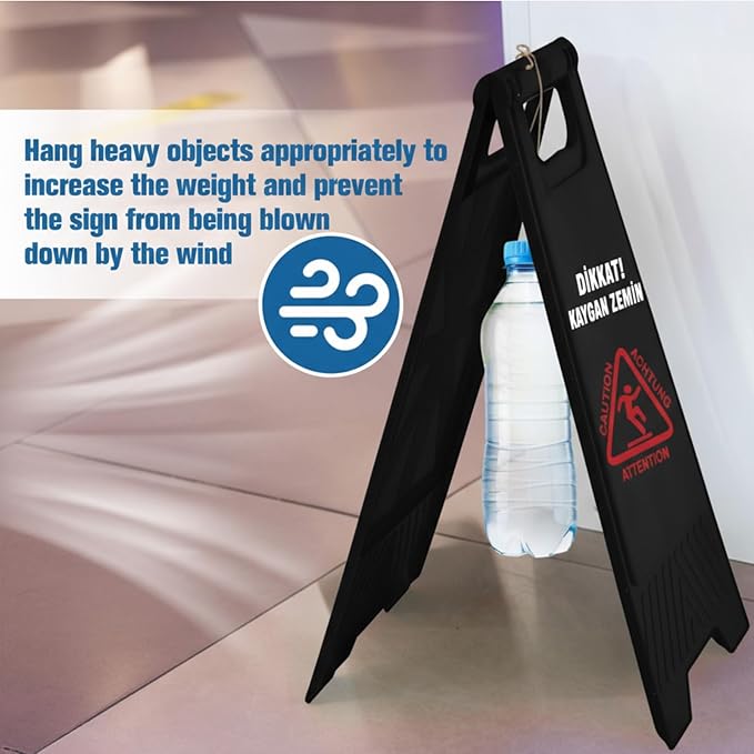 2 Pack 24 Inch Blank Floor Sign Black A-frame Foldable Caution Sign - Image 3