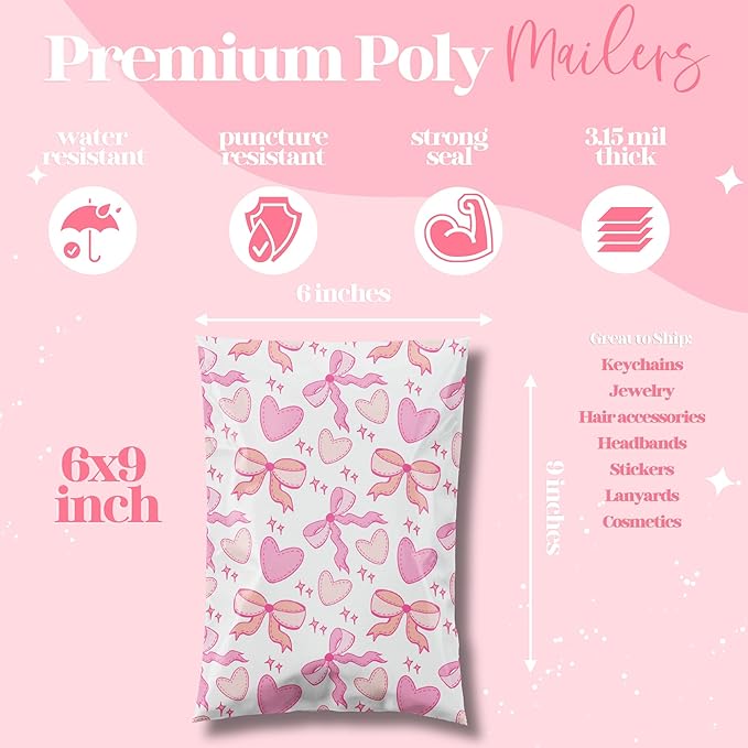 6x9 Designer Poly Mailer 100 Pack Heavy Duty Waterproof Self Seal Shipping Bags - Image 4