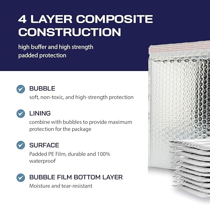 200-Pack Insulated Silver Thermal Bubble Mailers 20 x 23 - Image 5