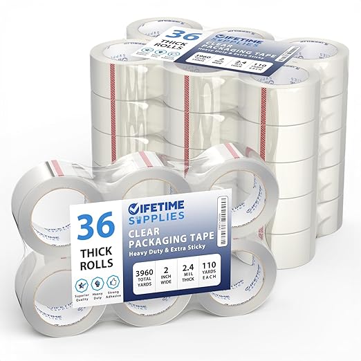 36 Rolls | 2.4 mil Clear | 110 Yards Each | 2" Premium Packing Tape Heavy Duty by TopSellingProducts
