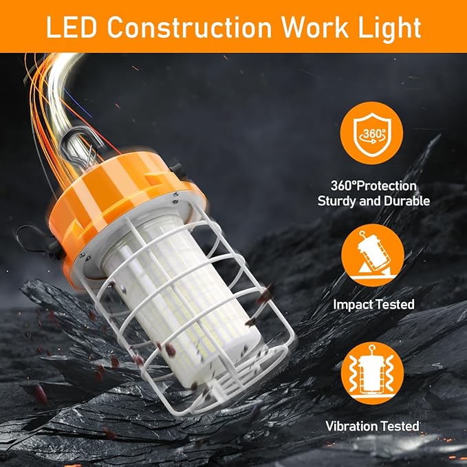 80W LED Temporary Work Light 12000lm 5000K Daylight White Portable Hanging - Image 4