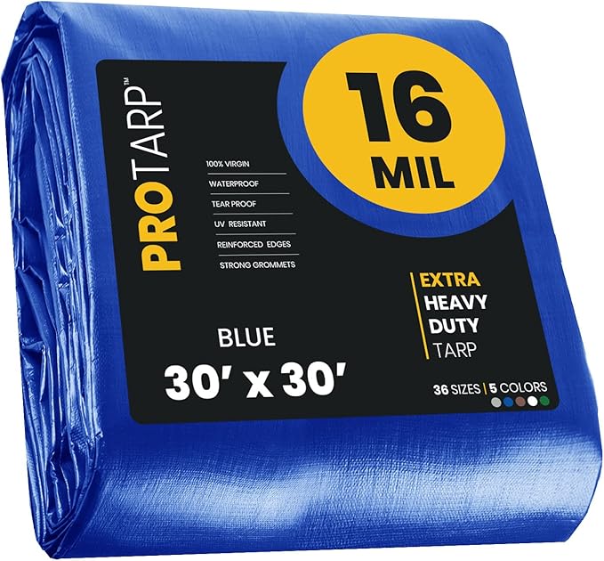 PROTARP Extra Heavy Duty 16 Mil Tarp Cover, Waterproof, UV Resistant, Rip and by Protarp