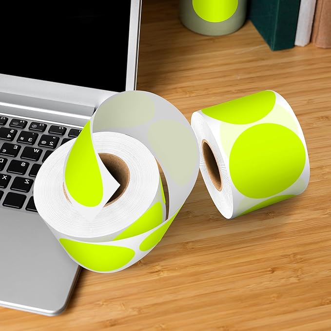 2 - Inch Round Fluorescent Yellow Color - Coding Stickers, 4 Rolls, Organizing - Image 6