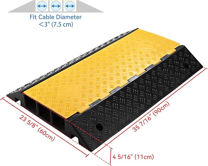 Yescom Cable Ramp Protector 3 Channel Garden Hose Protecitive 44000 Lbs Load - Image 9