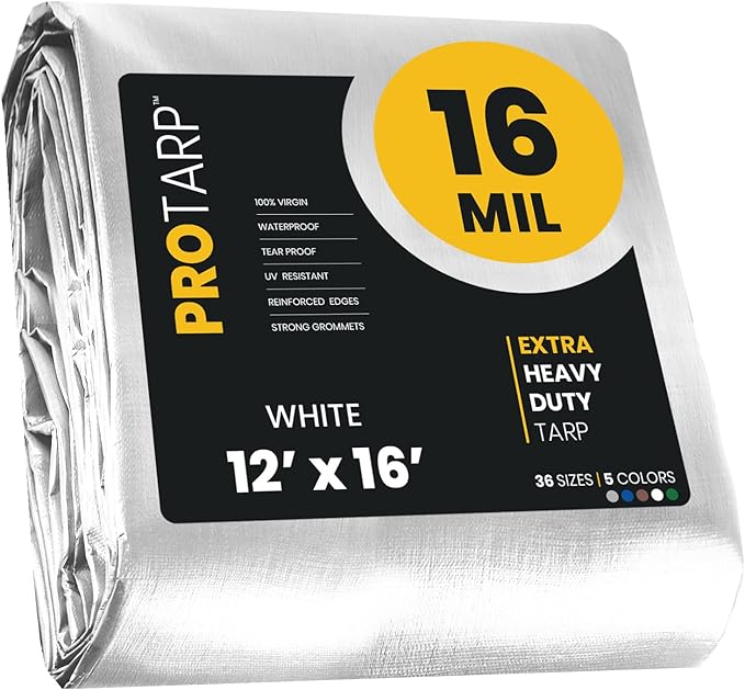 PROTARP Extra Heavy Duty 16 Mil Tarp Cover, Waterproof, UV Resistant, Rip and by Protarp