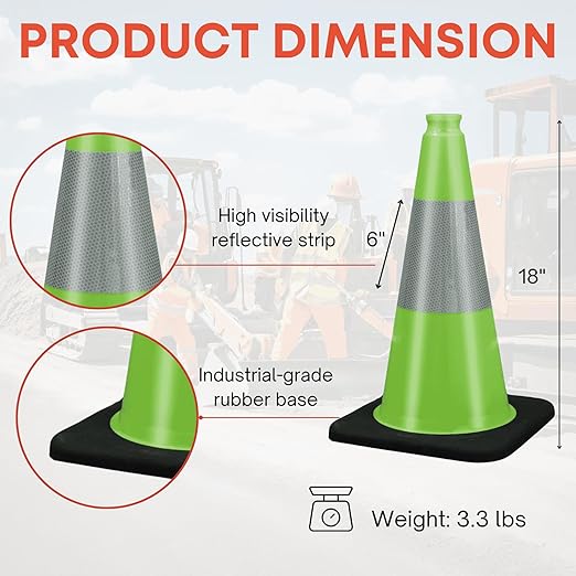 18" Traffic Safety Cones Road Cones, Construction Cone - Image 2