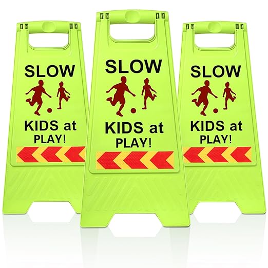 3 Pack Slow Kids at Play Sign, Children Playing Sign by Covzoe