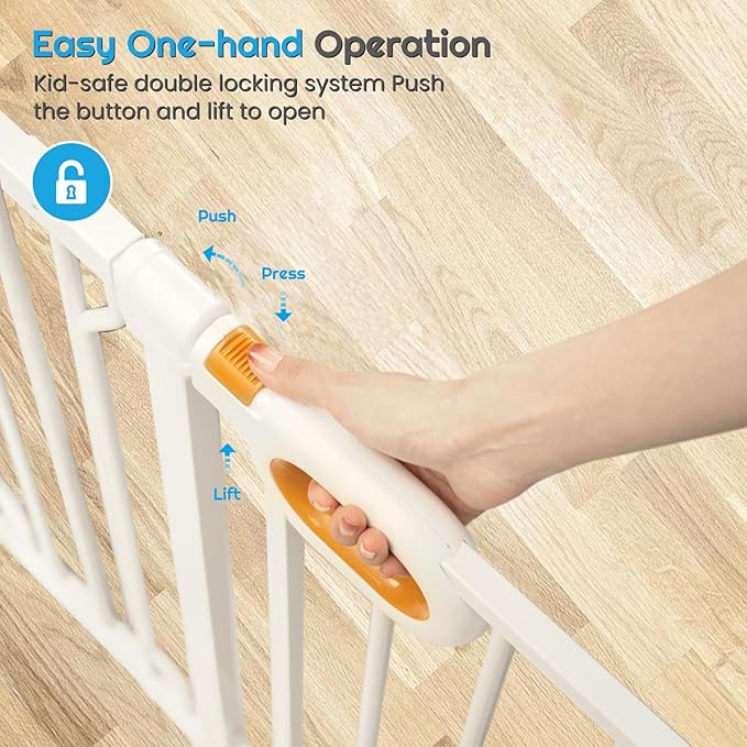 owlie Baby Gate with Door 66-75 Inch, Extra Wide Stair Gates - Image 3