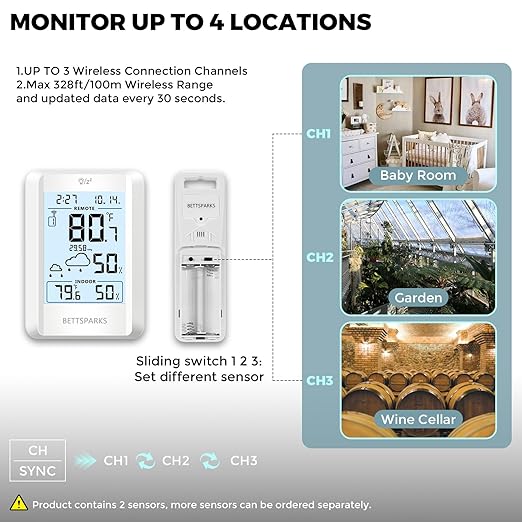 Indoor Outdoor Thermometer Wireless Battery Operated Weather Station Wireless - Image 8