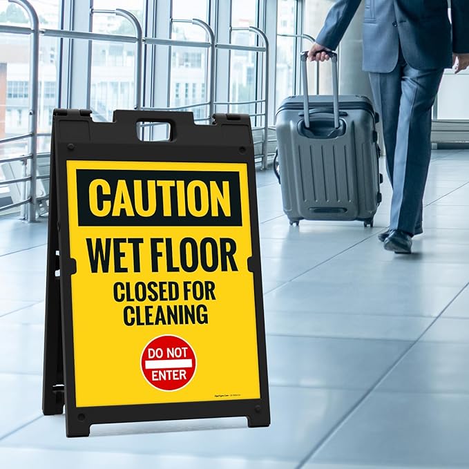 Caution Wet Floor Closed For Cleaning Do Not Enter Sidewalk Sign Kit, 18x24 - Image 2