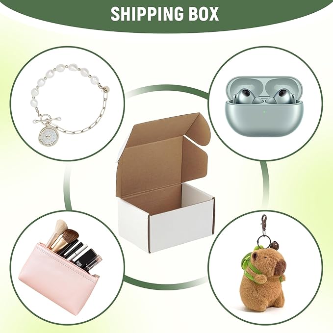 25 Pack 6"x4"x3" inch Small Shipping Boxes White Corrugated Cardboard Box - Image 4