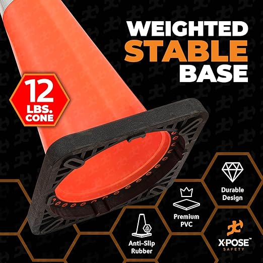Xpose Safety 36 Inch Orange Traffic Cones Heavy Duty 12lb - Image 5