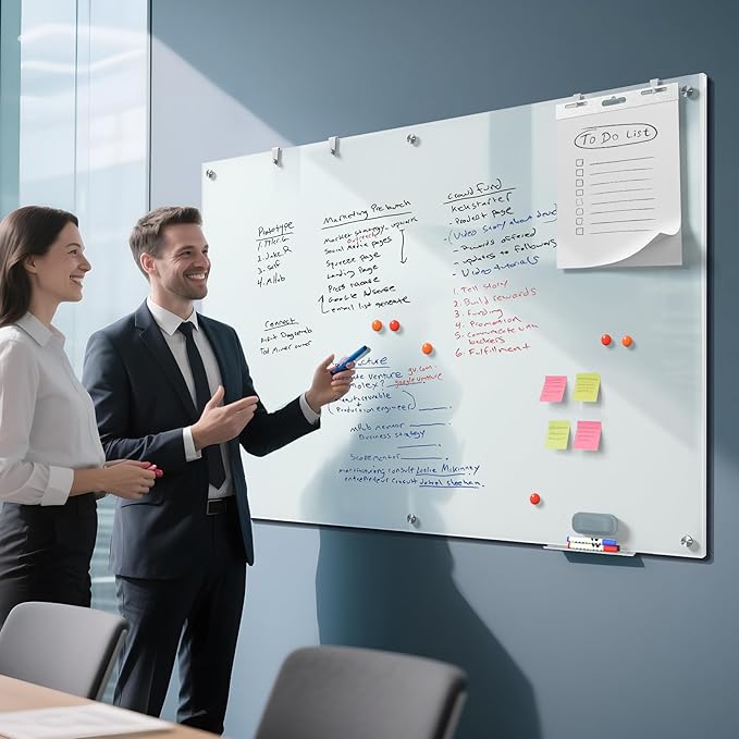 MaxGear Glass White Board 72"x48", Wall Mounted Magnetic Glass Dry Erase Board - Image 4