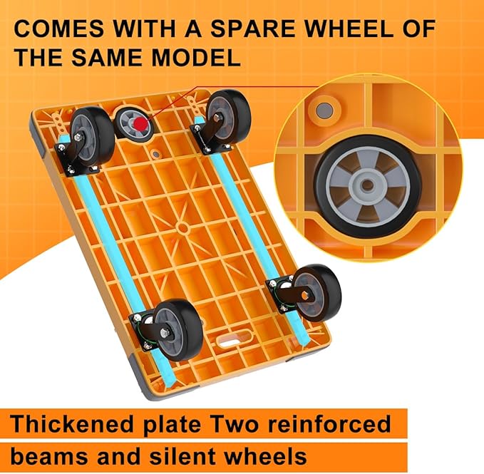 WUD Push Cart, Folding Mobile Platform Trolley, Thickened and Reinforced - Image 2