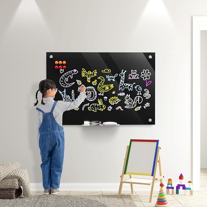 MaxGear Glass Whiteboard 36x24 Inches Wall Mounted, Magnetic Black Dry Erase - Image 8