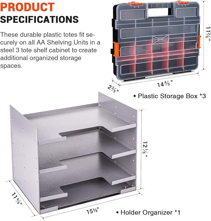 P-SH-Tote Shelf Kit for Van Shelving Storage, 3 Plastic Storage Box w/ 1 set - Image 2