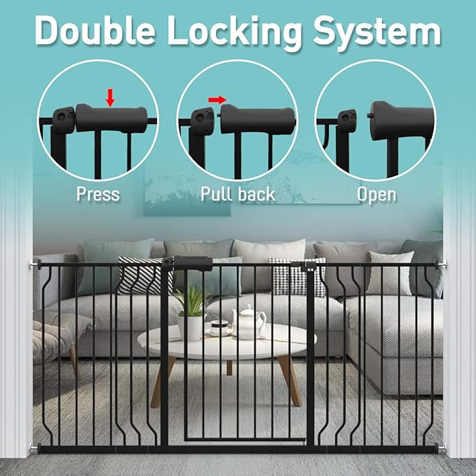 WAOWAO Baby Gate 48.03-52.76" Extra Wide Pressure Mounted Walk Through Swing - Image 4