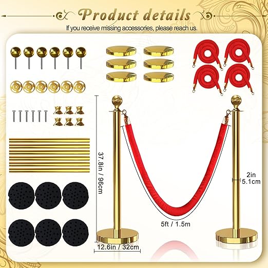 6PCS Gold Stanchions Posts - Image 2