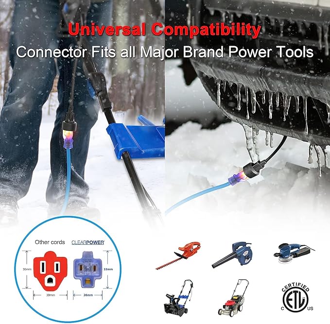 Clear Power 50 ft 14/3 SJTW -50°C Extreme Cold Weather Outdoor Extension Cord - Image 5