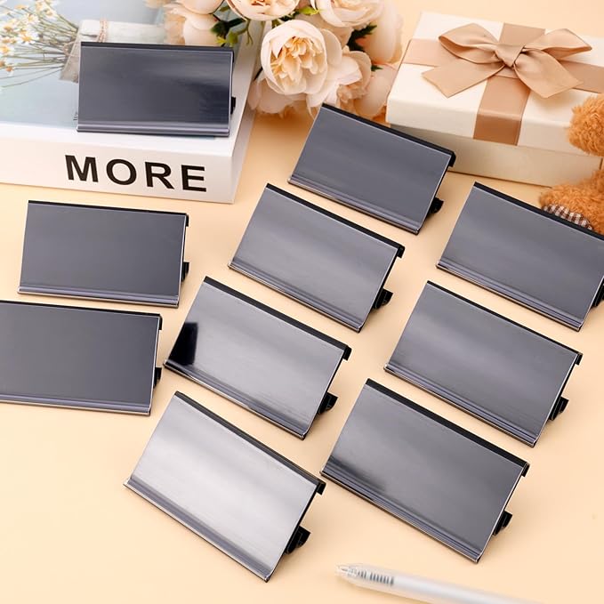 150 Pcs Wire Shelf Label Holders Plastic Wire Rack Clips 3 x 1.25 Inch Shelf - Image 5
