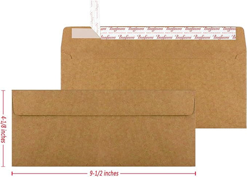 120 Pack #10 Brown Kraft Security Envelopes 4-1/8 x 9-1/2 inches Self Seal - Image 2