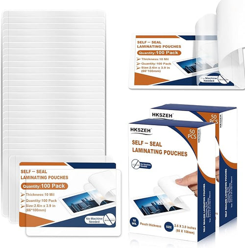 100 Pack 10 Mil 2.6"x3.9" Self Sealing Laminating Pouches Plastic Laminating by Unknown