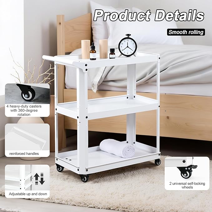 3 Tier Metal Utility Rolling Cart - Image 4