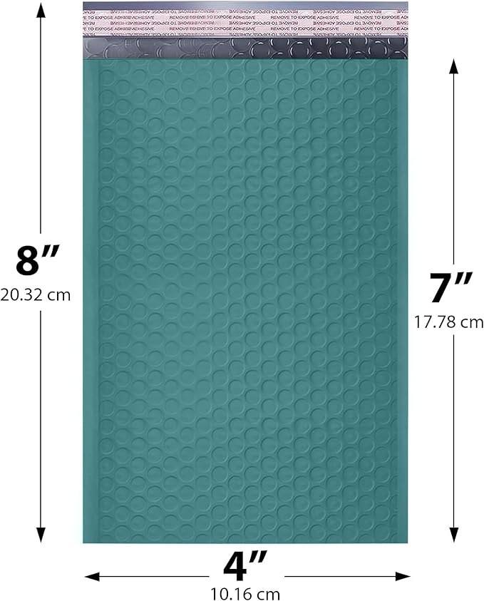 Green Small Bubble Mailers 4x8 Inch #000 | Thick Padded Poly Bubble Mailer - Image 2