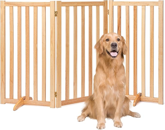 36" Height Extra Tall Freestanding Pet Gate, Solid Wood Folding Safety Fence by Axeman