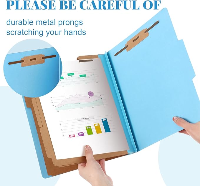 Skyygemm 12 Pcs Classification Folders Letter Size, 3 Divider Pressboard File - Image 4