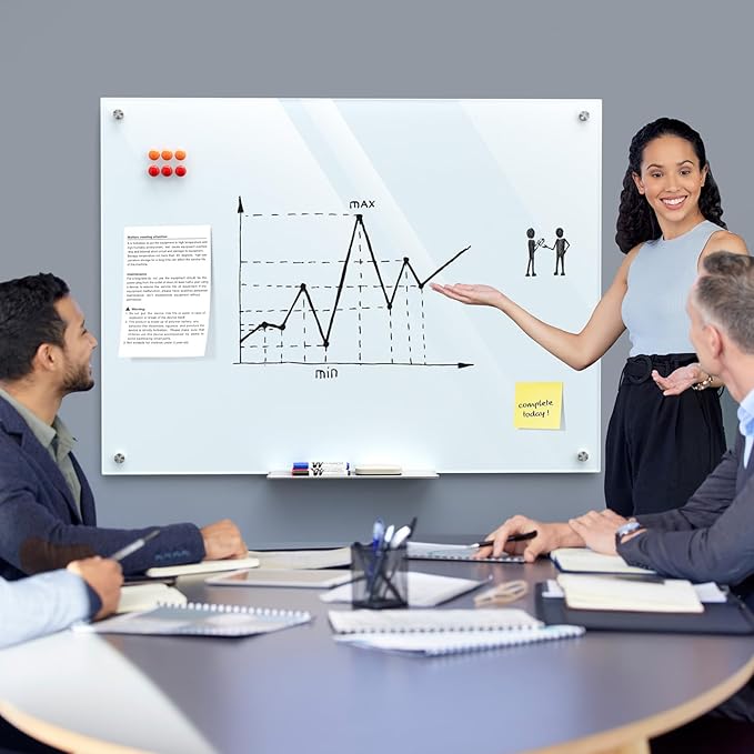 MaxGear Glass Whiteboard 48x36 Inches Wall Mounted, Magnetic White Board - Image 5