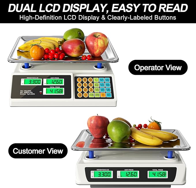 Price Computing Scale 88lb/40kg LCD Digital Commercial Price Scale - Image 3
