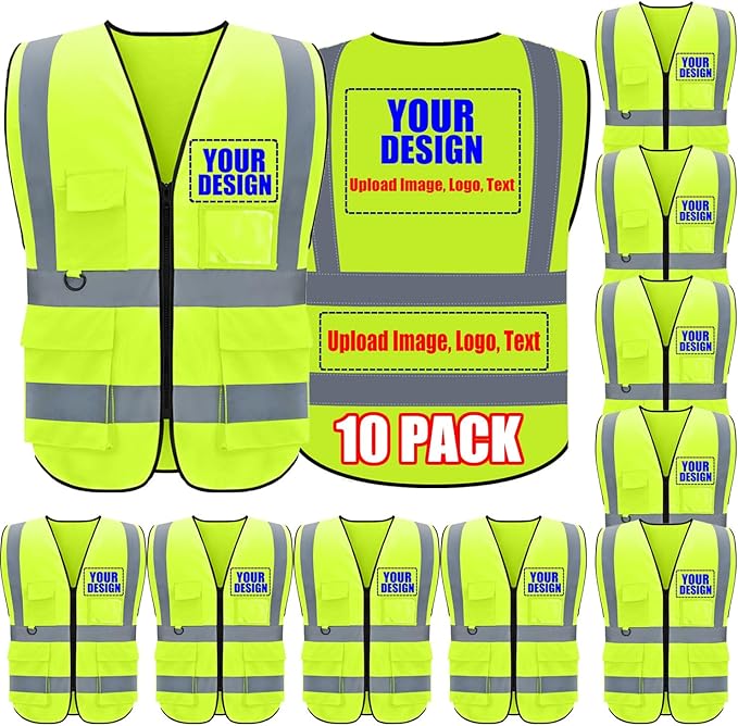 BeautyWill Custom Safety Vest Customized Logo Class 2 High Visibility by BeautyWill