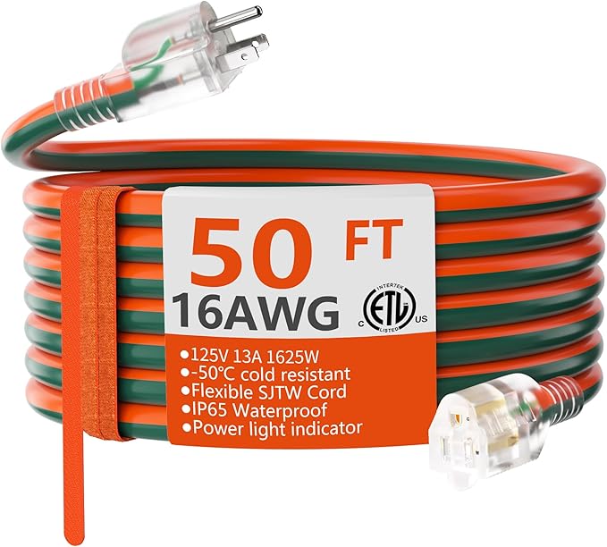 HUANCHAIN 16 Gauge 50 ft Outdoor Extension Cord by huanchain