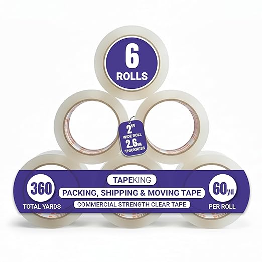 Tape King Quiet Clear Packing Tape | 60 Yards Per Roll | Heavy Duty Packing by TapeKing