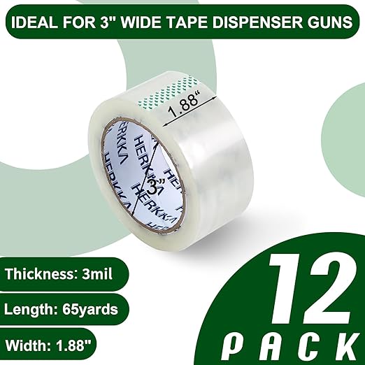 HERKKA Clear Packing Tape, 12 Rolls Heavy Duty Packaging Tape - Image 3
