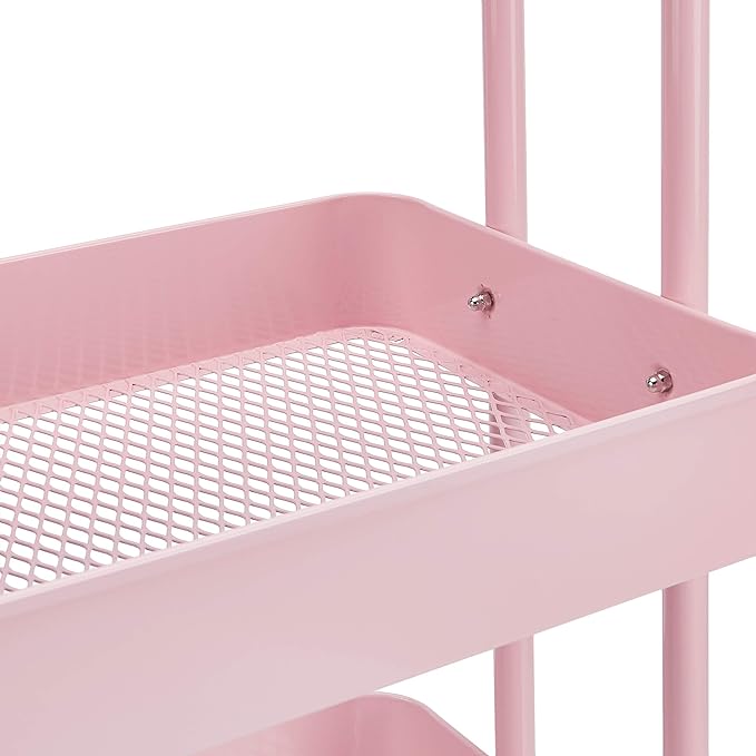 Amazon Basics 3-Tier Rolling Utility or Kitchen Cart, Lockable Wheels, Dusty - Image 3