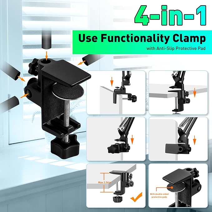12X Magnifying Glass with Light and Clamp, Ultra Long 3-Section Arm LED Lighted - Image 6