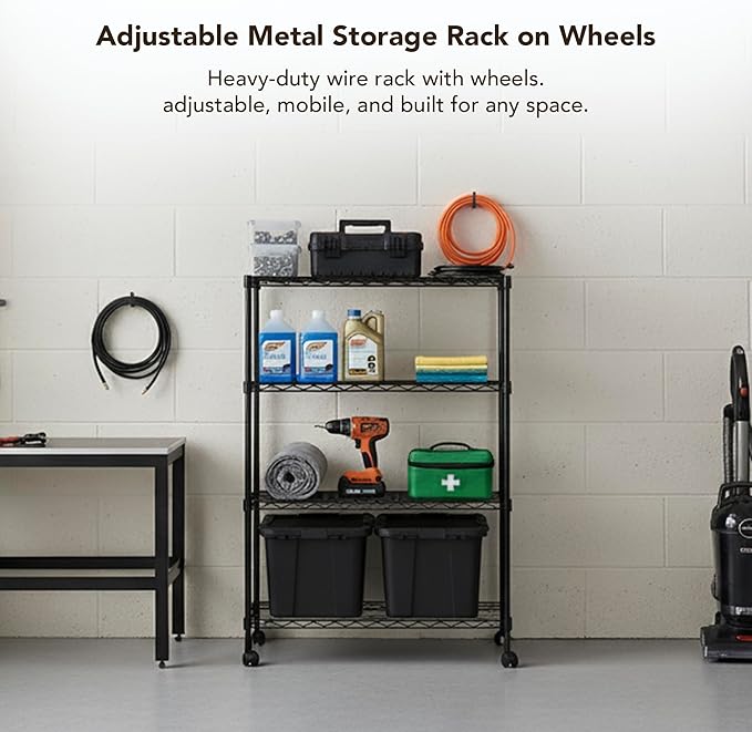 Displays By Jack 4 Tier Wire Shelving Unit Storage Rack, Metal Heavy Duty - Image 3