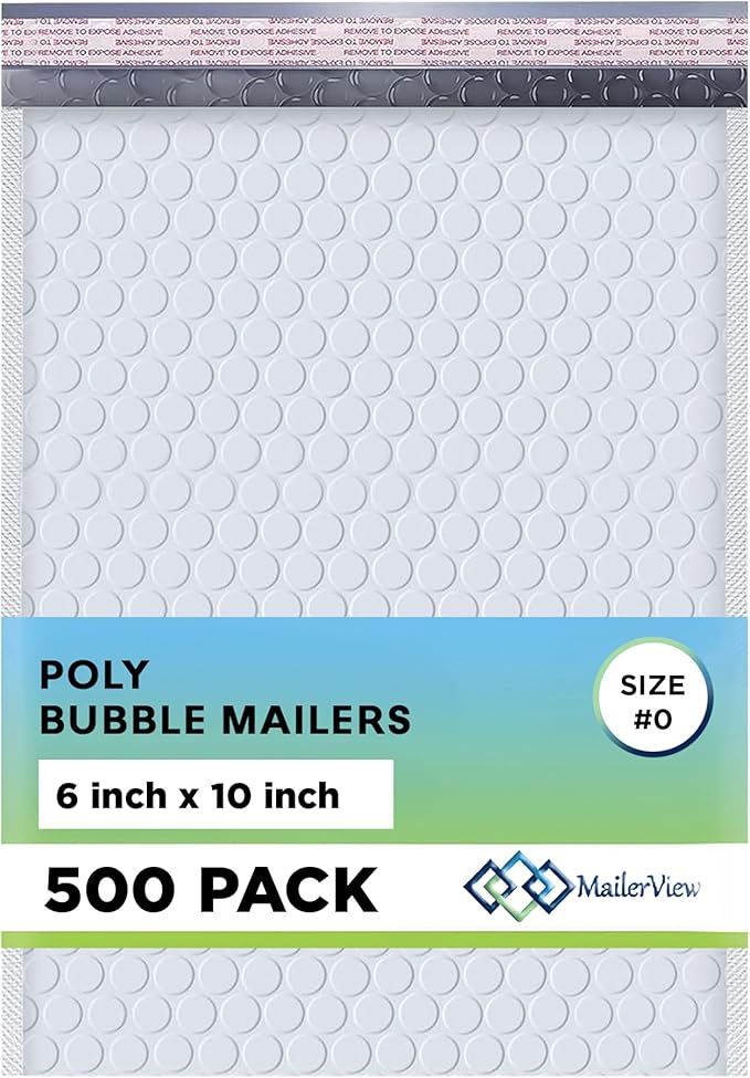 White Small Poly Bubble Mailers 6x10 inch #0 | Self Seal Padded Envelopes | by MAILERVIEW