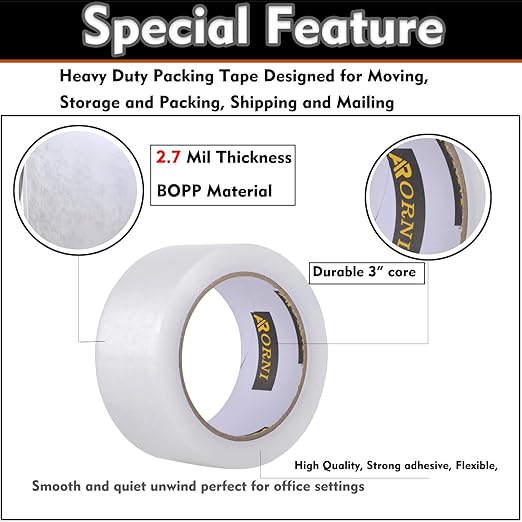 Clear Packing Tape Heavy Duty Refill Rolls Sealing Great - Image 4