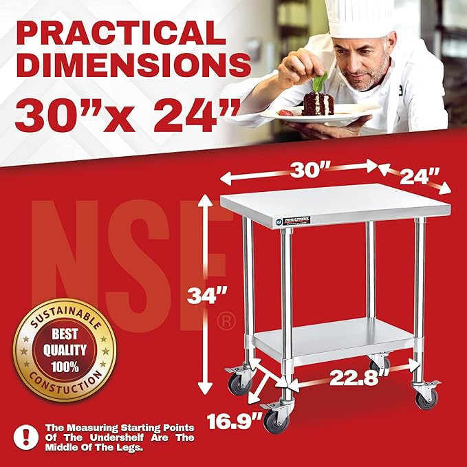 DuraSteel 30x24 NSF Stainless Steel Cart Work Table - Image 6