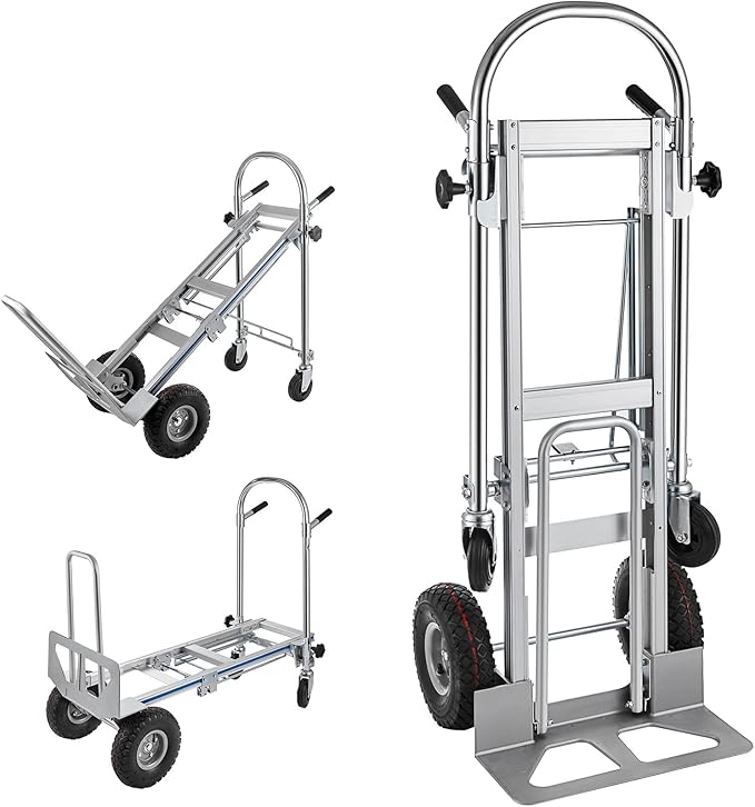 3in1 Aluminum Hand Truck, Convertible Hand Truck Dolly Large Size 1000 lb by Topdeep