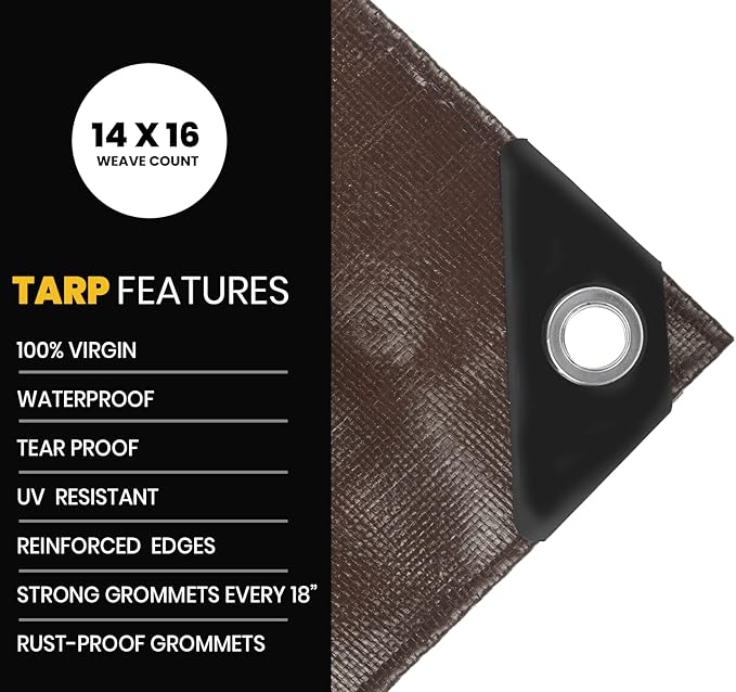 PROTARP Extra Heavy Duty 16 Mil Tarp Cover, Waterproof, UV Resistant, Rip and - Image 4