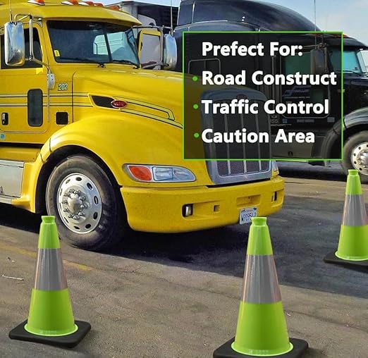 BESEA 8Pack 18" inch Traffic Cones Green Safety Cones PVC Construction Cones - Image 8