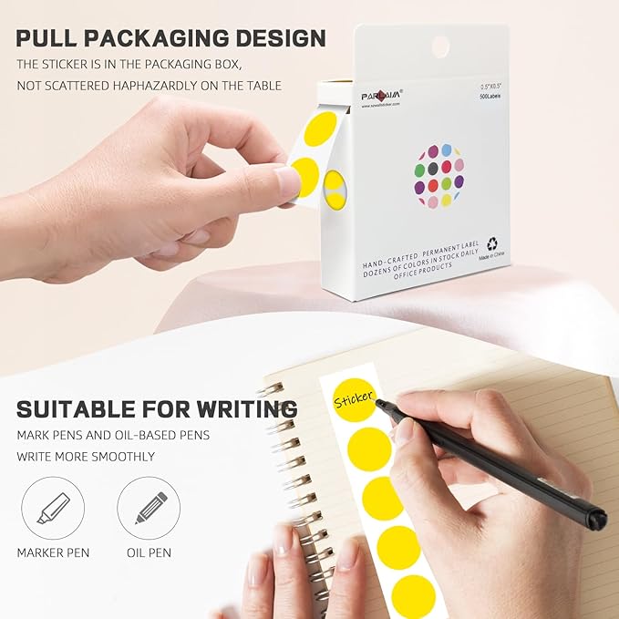 PARLAIM 1/2 Inch Round Adhesive Color-Code Dot Stickers, 500 Stickers Inventory - Image 3