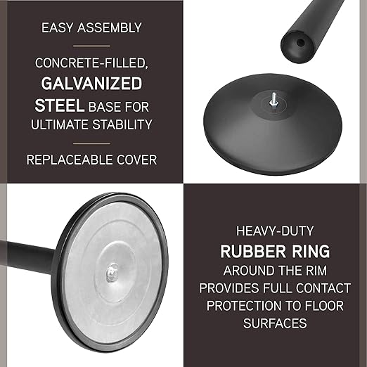 Qbuster Black Stanchions with Retractable Belts, Crowd Control Safety Barrier - Image 4