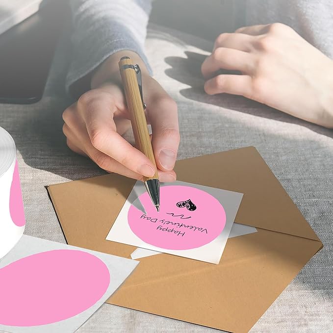 4 Inch Large Pink Circle Thermal Labels, Self-Adhesive Round Inventory Stickers - Image 5