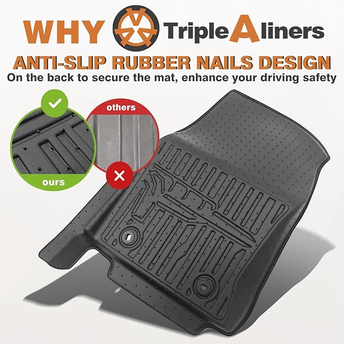TripleAliners Truck Bed Mat & Floor Mats Front Rear Full Set Compatible - Image 6